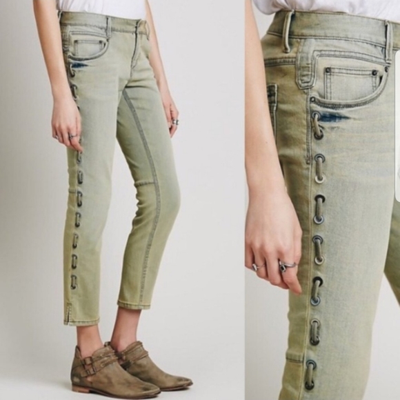 Free People Denim - Free People Lost Love Lace Up Skinny Jeans Sz 29